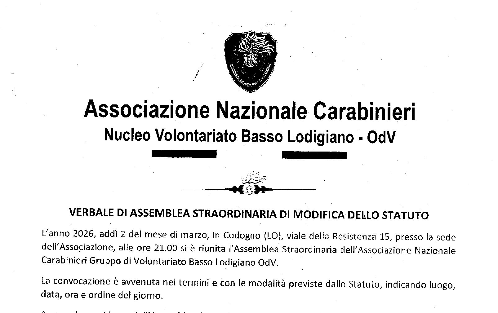 Adottato il nuovo Statuto dell’Associazione